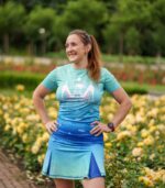 niebieska koszulka techniczna dla kobiet do biegania błękitna laguna