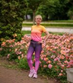 fioletowe długie legginsy damskie do biegania jeżyna