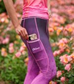 fioletowe długie legginsy damskie do biegania jeżyna