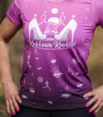 fioletowa damska koszulka techniczna do biegania na rower sportowa jeżyna