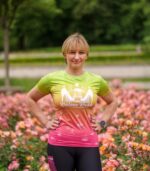 kolorowa koszulka do biegania dla kobiet mango zielono różowa królowa Kroków