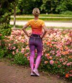 fioletowe długie legginsy damskie do biegania jeżyna