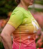 kolorowa koszulka do biegania dla kobiet mango zielono różowa królowa Kroków