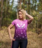 fioletowa damska koszulka techniczna do biegania na rower sportowa jeżyna