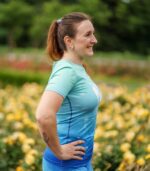 niebieska koszulka techniczna dla kobiet do biegania błękitna laguna