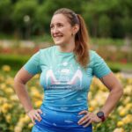 niebieska koszulka techniczna dla kobiet do biegania błękitna laguna