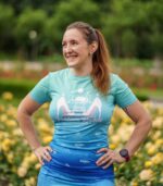 niebieska koszulka techniczna dla kobiet do biegania błękitna laguna