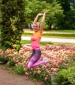 fioletowe długie legginsy damskie do biegania jeżyna