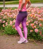 fioletowe długie legginsy damskie do biegania jeżyna