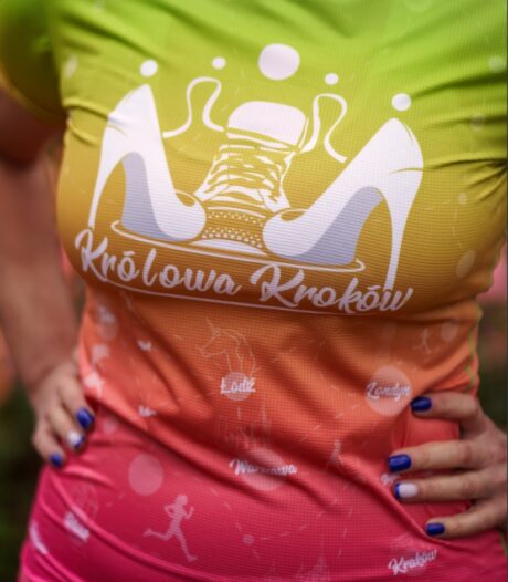 kolorowa koszulka do biegania dla kobiet mango zielono różowa królowa Kroków