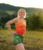 zielone krótkie legginsy szorty sportowe jungle