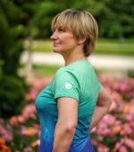 fioletowo zielona koszulka techniczna damska oddychająca do biegania zorza polarna