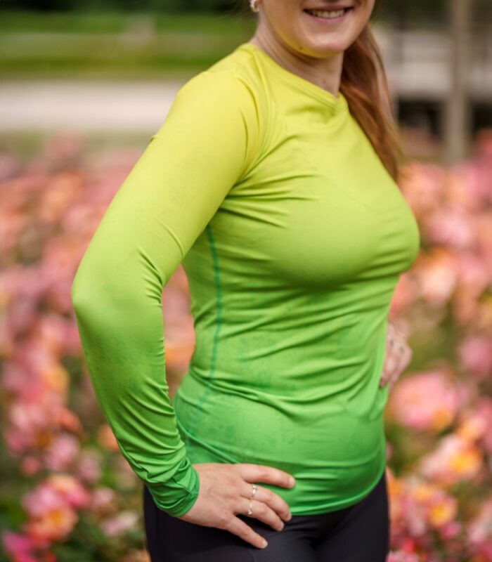 kolorowy longsleeve sportowy damski koszulka z długim rękawem zielona limonka