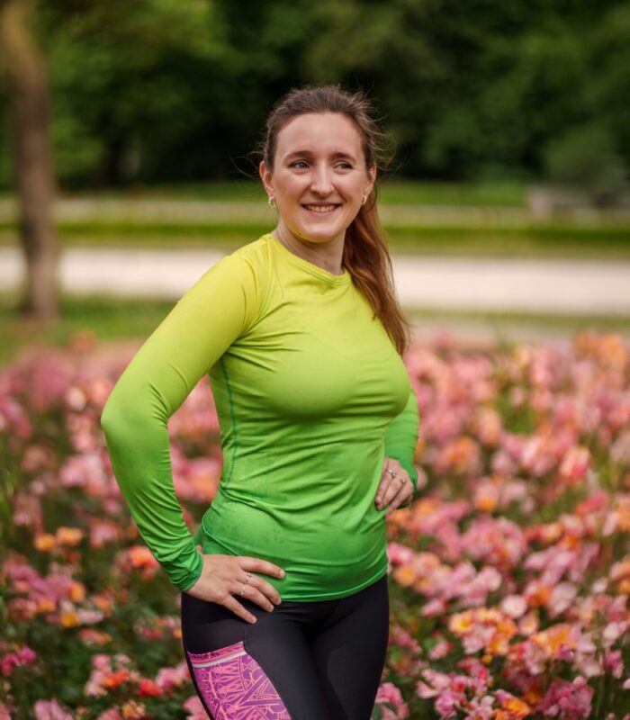 kolorowy longsleeve sportowy damski koszulka z długim rękawem zielona limonka