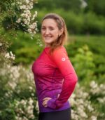 kolorowy longsleeve sportowy damski koszulka z długim rękawem czerwono fioletowa śliwka