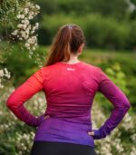 kolorowy longsleeve sportowy damski koszulka z długim rękawem czerwono fioletowa śliwka