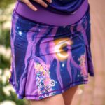 spódniczka do biegania z wbudowanymi spodenkami z kieszonką na telefon fioletowa sowa