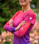 Sportowe rękawki do biegania na rower czerwone fioletowe śliwka