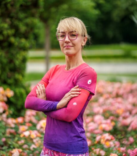 Sportowe rękawki do biegania na rower czerwone fioletowe śliwka