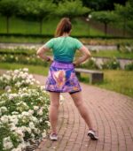 spódniczka do biegania z wbudowanymi spodenkami z kieszonką na telefon fioletowa sowa