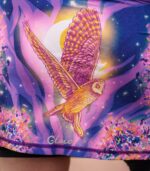 spódniczka do biegania z wbudowanymi spodenkami z kieszonką na telefon fioletowa sowa