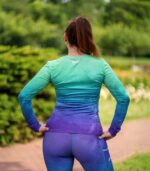 kolorowy longsleeve sportowy damski koszulka długi rękaw fiolet zieleń zorza polarna