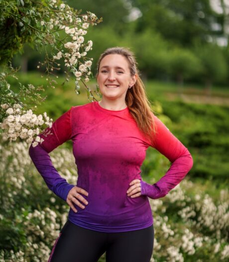 kolorowy longsleeve sportowy damski koszulka z długim rękawem czerwono fioletowa śliwka