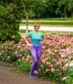 fioletowo zielona koszulka techniczna damska oddychająca do biegania zorza polarna