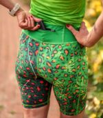 zielone legginsy spodenki sportowe damskie do biegania z kieszonką na telefon jungle