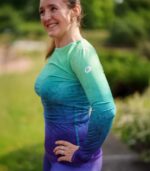 kolorowy longsleeve sportowy damski koszulka długi rękaw fiolet zieleń zorza polarna
