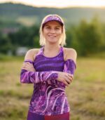 fioletowe rękawki sportowe do biegania na rower jagody