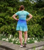 spódniczka do biegania z wbudowanymi spodenkami z kieszonką na telefon niebieska błękitna laguna