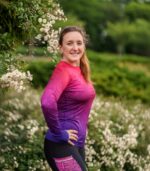 kolorowy longsleeve sportowy damski koszulka z długim rękawem czerwono fioletowa śliwka