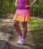 spódniczka do biegania z wbudowanymi spodenkami z kieszonką na telefon żółta różowa Brzoskwinka