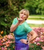 fioletowo zielona koszulka techniczna damska oddychająca do biegania zorza polarna