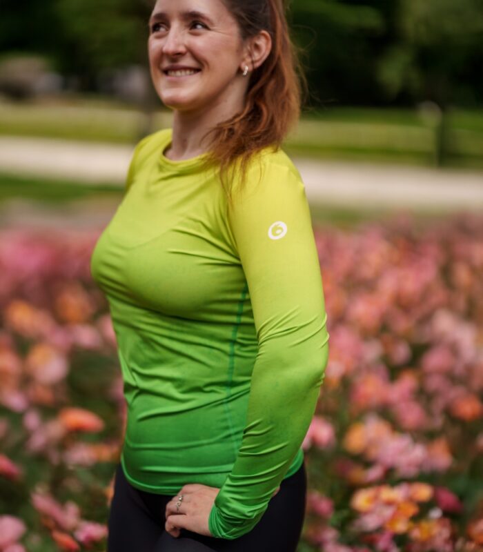 kolorowy longsleeve sportowy damski koszulka z długim rękawem zielona limonka