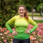 kolorowy longsleeve sportowy damski koszulka z długim rękawem zielona limonka