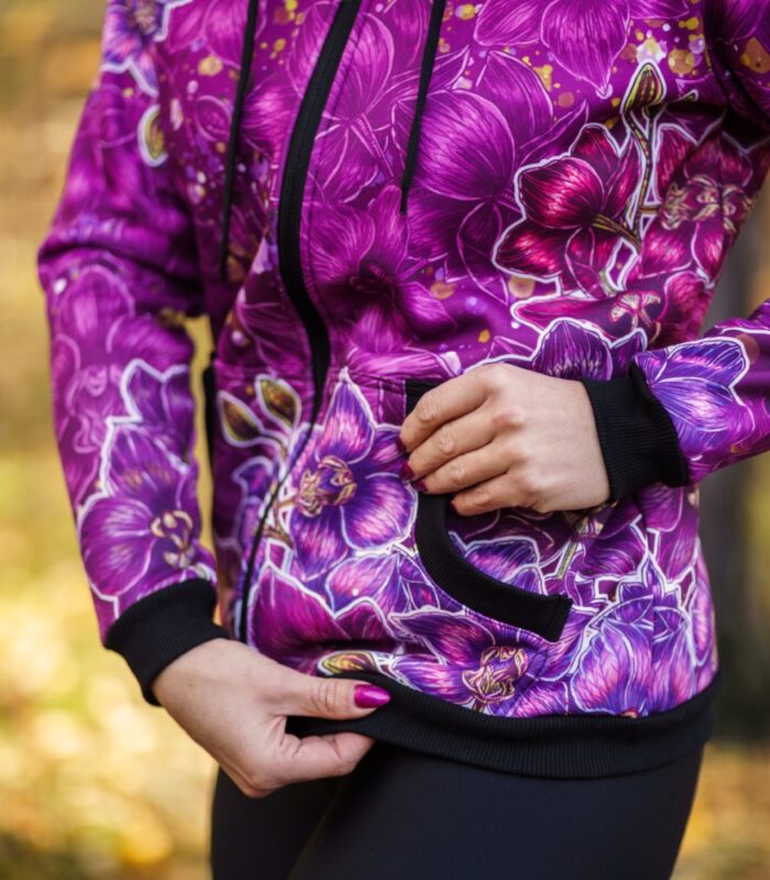 kolorowa damska bluza z kapturem oversize orchidea