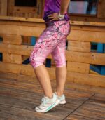 różowe legginsy sportowe damskie 3/4 capri Sakura