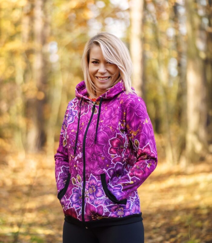 kolorowa damska bluza z kapturem oversize orchidea