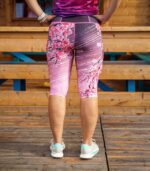 różowe legginsy sportowe damskie 3/4 capri Sakura