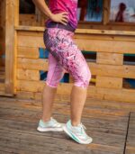 różowe legginsy sportowe damskie 3/4 capri Sakura