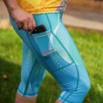 niebieskie legginsy sportowe damskie 3/4 capri Kalipso