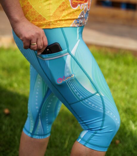 niebieskie legginsy sportowe damskie 3/4 capri Kalipso