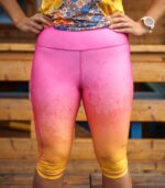 kolorowe legginsy sportowe capri 3/4 brzoskwinka
