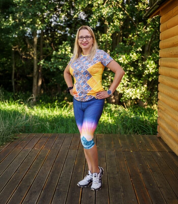 kolorowe legginsy sportowe damskie 3/4 capri Góry