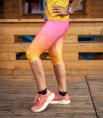 kolorowe legginsy sportowe capri 3/4 brzoskwinka