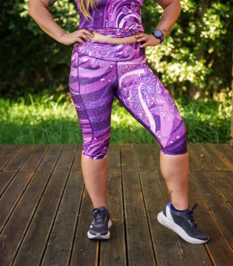 fioletowe legginsy sportowe damskie 3/4 capri Jagody