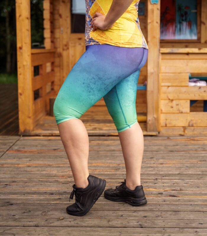 kolorowe legginsy sportowe damskie capri 3/4 zorza polarna