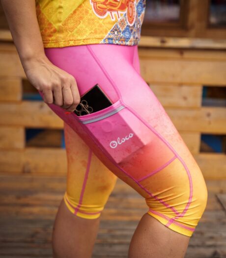 kolorowe legginsy sportowe capri 3/4 brzoskwinka